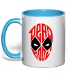 Чашка с цветной ручкой Дедпул обличчя Голубой фото