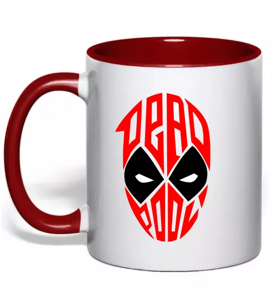 Чашка с цветной ручкой Дедпул обличчя Красный фото