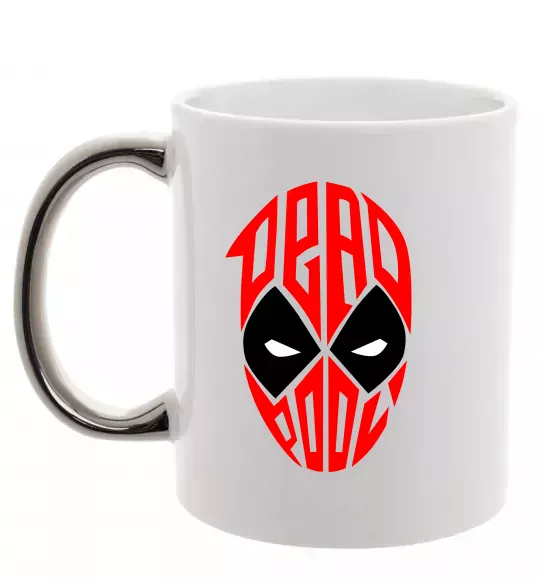 Чашка с цветной ручкой Дедпул обличчя Серебро фото