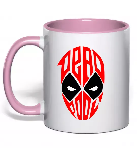 Чашка с цветной ручкой Дедпул обличчя Нежно розовый фото