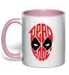 Чашка с цветной ручкой Дедпул обличчя Нежно розовый фото