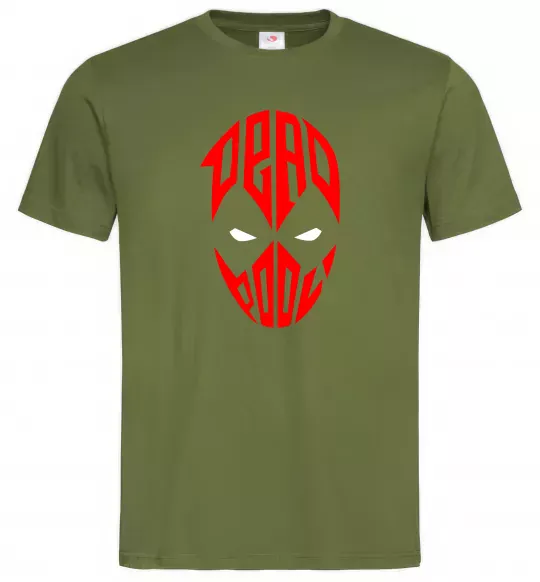 Мужская футболка Дедпул обличчя Оливковый фото