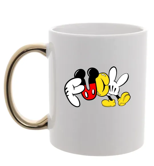 Чашка з кольоровою ручкою Mickey Fuck Золото фото