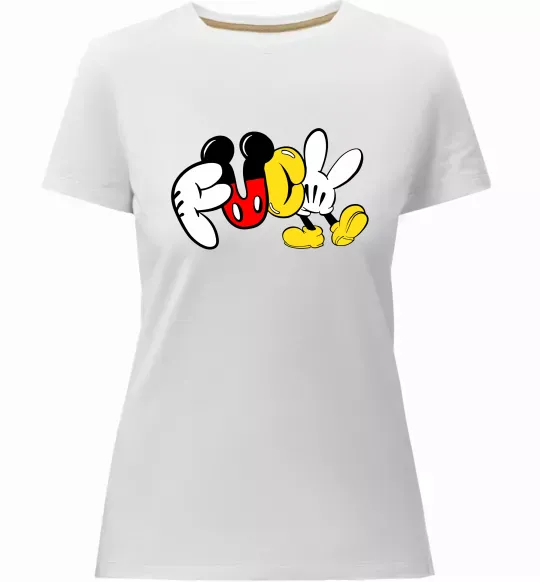 Жіноча преміум футболка Mickey Fuck Білий фото