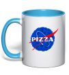 Чашка з кольоровою ручкою Pizza Nasa Блакитний фото