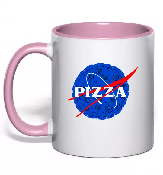 Чашка с цветной ручкой Pizza Nasa Нежно розовый фото