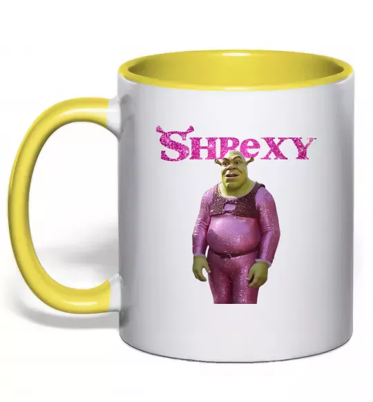 Чашка з кольоровою ручкою Shrexy Сонячно жовтий фото