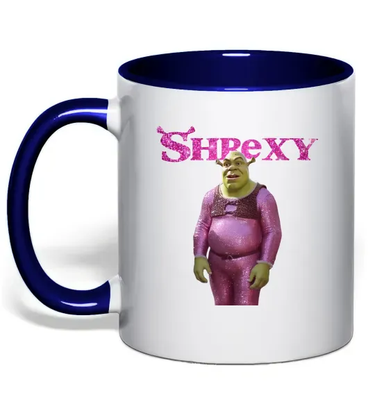 Чашка з кольоровою ручкою Shrexy Глибокий темно-синій фото