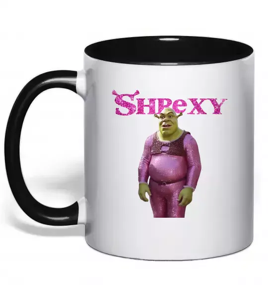 Чашка з кольоровою ручкою Shrexy Чорний фото