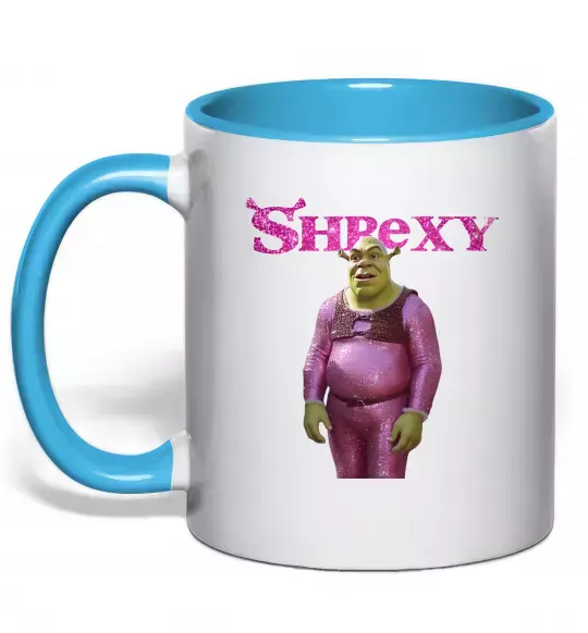 Чашка з кольоровою ручкою Shrexy Блакитний фото