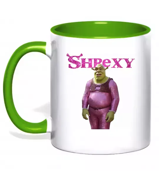 Чашка з кольоровою ручкою Shrexy Зелений фото