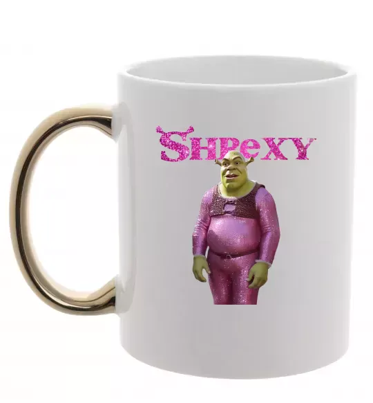 Чашка з кольоровою ручкою Shrexy Золото фото