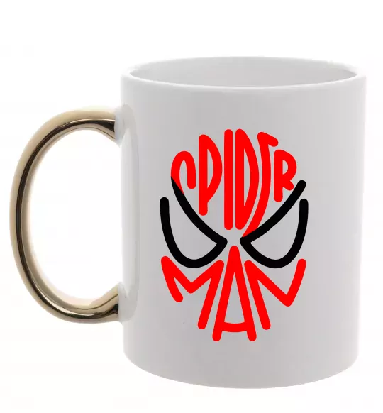 Чашка з кольоровою ручкою Spider man обличчя Золото фото