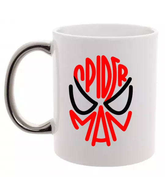 Чашка з кольоровою ручкою Spider man обличчя Срібло фото