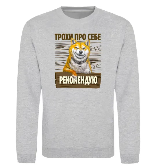 Свитшот Акіта-іну трохи про себе Серый меланж фото