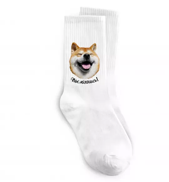 Носки Акіта-іну посміхнись Белый фото