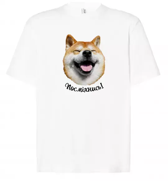 Футболка Оверсайз Акіта-іну посміхнись Білий фото