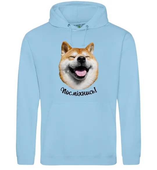 Мужская толстовка (худи) Акіта-іну посміхнись Голубой фото