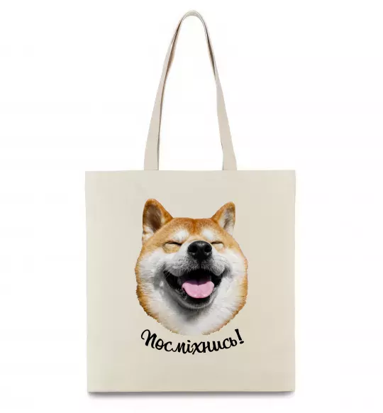 Еко-сумка Акіта-іну посміхнись Бежевий фото