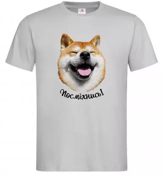 Чоловіча футболка Акіта-іну посміхнись Сірий фото