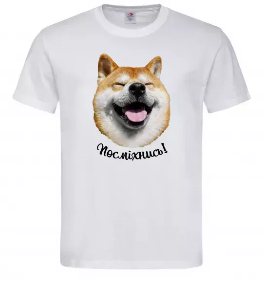 Чоловіча футболка Акіта-іну посміхнись Білий фото
