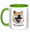 Чашка с цветной ручкой Акіта-іну посміхнись Зеленый Чашка с цветной ручкой Акіта-іну посміхнись Зеленый фото