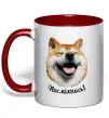 Чашка с цветной ручкой Акіта-іну посміхнись Красный Чашка с цветной ручкой Акіта-іну посміхнись Красный фото