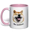 Чашка с цветной ручкой Акіта-іну посміхнись Нежно розовый Чашка с цветной ручкой Акіта-іну посміхнись Нежно розовый фото