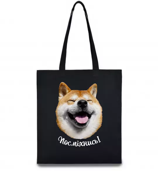 Еко-сумка Акіта-іну посміхнись Чорний фото