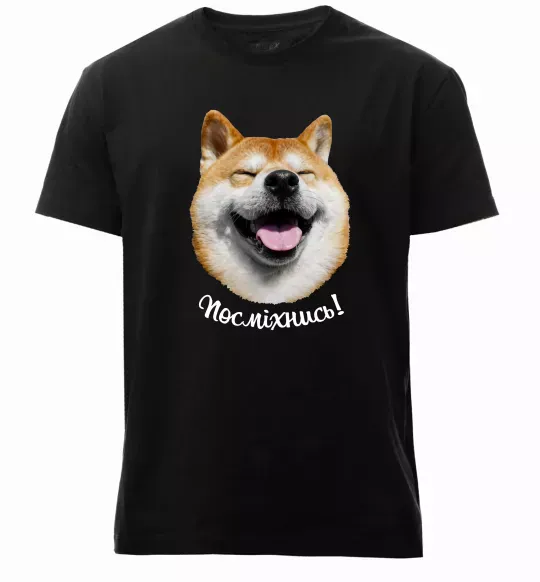 Мужская премиум футболка Акіта-іну посміхнись Черный фото