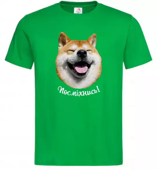 Чоловіча футболка Акіта-іну посміхнись Зелений фото