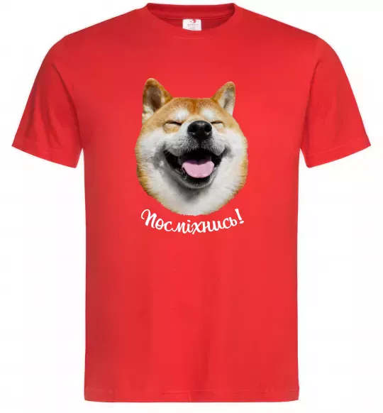 Чоловіча футболка Акіта-іну посміхнись Червоний фото