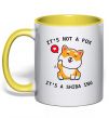 Чашка с цветной ручкой It`s not a fox it`s a shiba inu Солнечно желтый фото