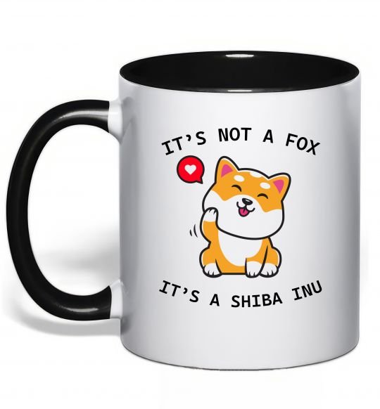 Чашка с цветной ручкой It`s not a fox it`s a shiba inu Черный фото