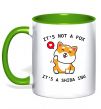 Чашка с цветной ручкой It`s not a fox it`s a shiba inu Зеленый фото