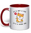 Чашка с цветной ручкой It`s not a fox it`s a shiba inu Красный фото