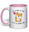 Чашка с цветной ручкой It`s not a fox it`s a shiba inu Нежно розовый фото