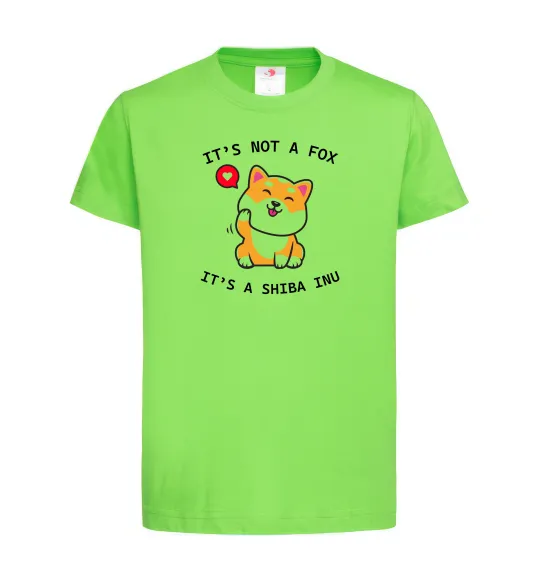 Дитяча футболка It`s not a fox it`s a shiba inu Лаймовий фото