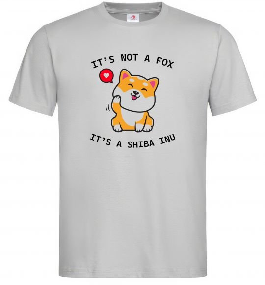 Мужская футболка It`s not a fox it`s a shiba inu Серый фото