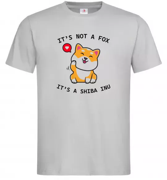 Мужская футболка It`s not a fox it`s a shiba inu Серый фото