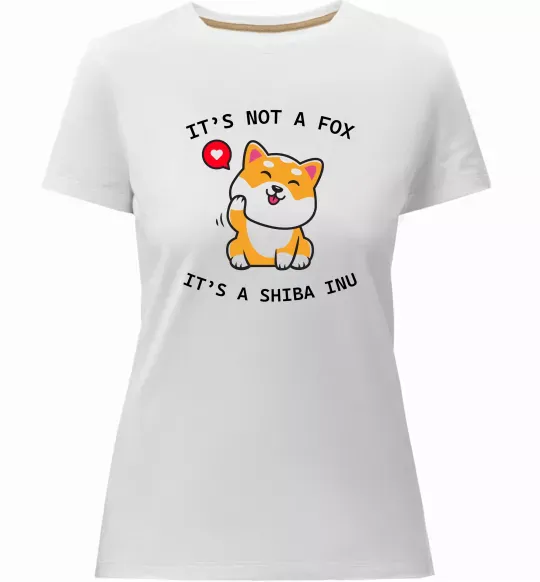Женская премиум футболка It`s not a fox it`s a shiba inu Белый фото