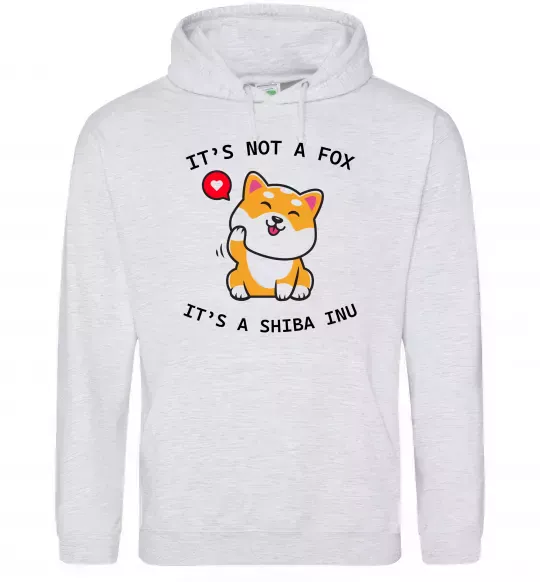 Женская толстовка (худи) It`s not a fox it`s a shiba inu Серый меланж фото