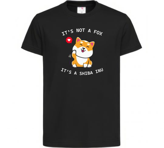 Детская футболка It`s not a fox it`s a shiba inu Черный фото