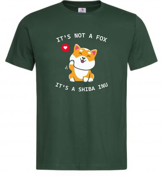 Мужская футболка It`s not a fox it`s a shiba inu Темно-зеленый фото