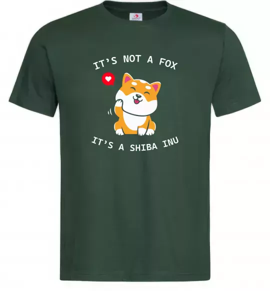 Мужская футболка It`s not a fox it`s a shiba inu Темно-зеленый фото