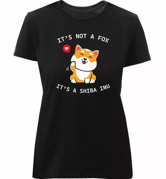 Женская премиум футболка It`s not a fox it`s a shiba inu Черный фото