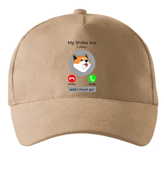Кепка Shiba Inu is calling Песочный фото