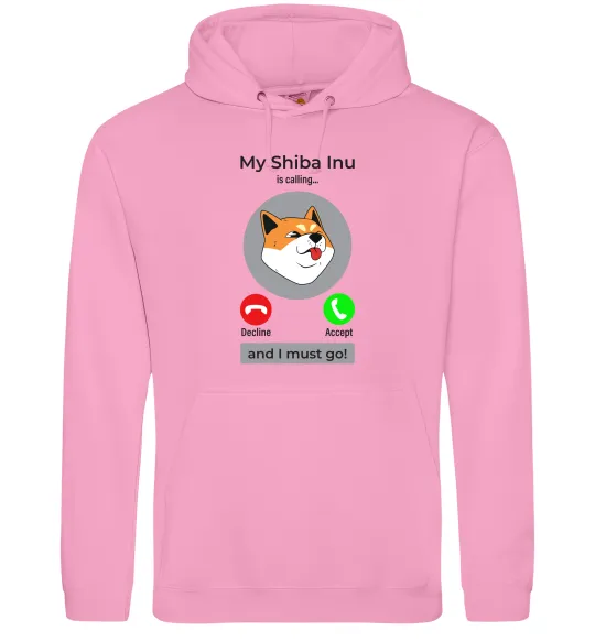 Мужская толстовка (худи) Shiba Inu is calling Розовый фото