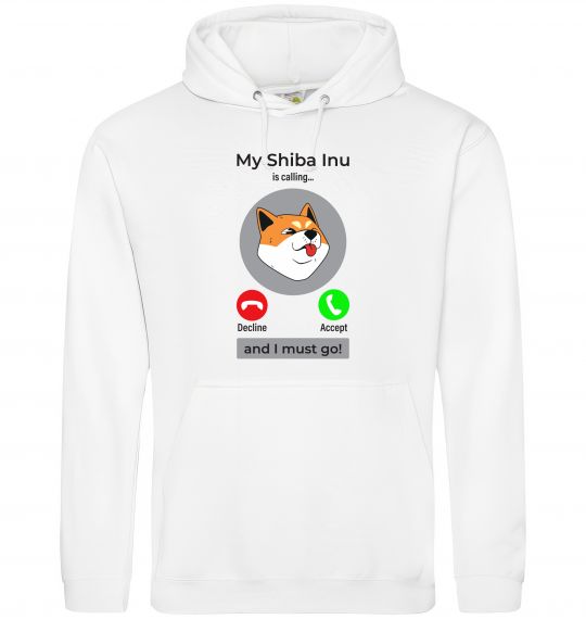 Чоловіча толстовка (худі) Shiba Inu is calling Білий фото