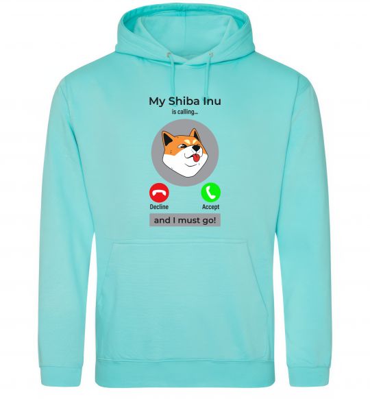 Чоловіча толстовка (худі) Shiba Inu is calling М'ятний фото